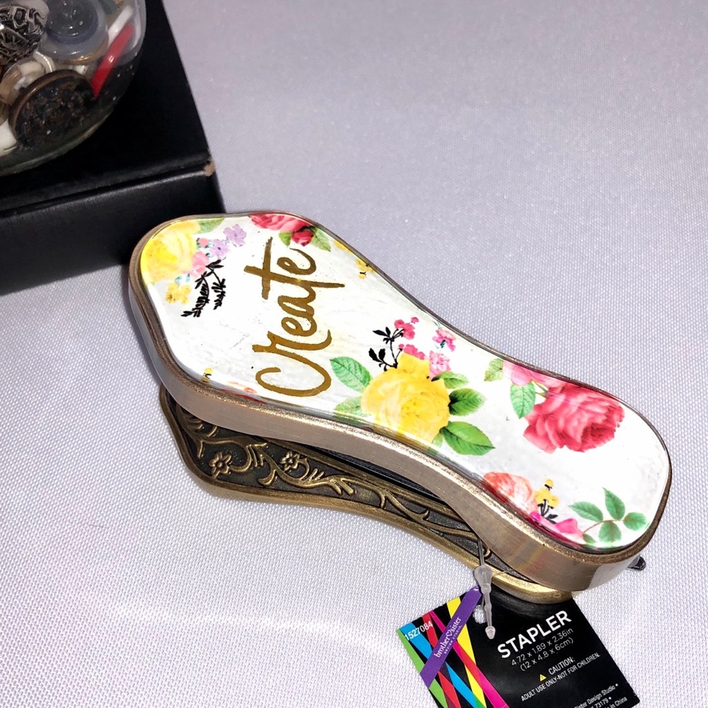 “Create” Decorative Stapler with floral accents